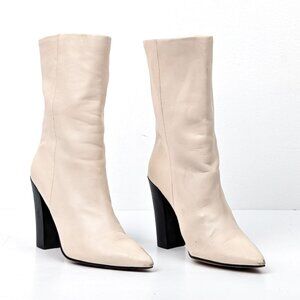 Dolce Vita Women Retro Vintage 90s White Leather Pointy Boots size 7.5